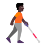 Person With White Cane Facing Right: Dark Skin Tone Emoji 🧑🏿‍🦯‍➡️ image - Microsoft Classic 2D style