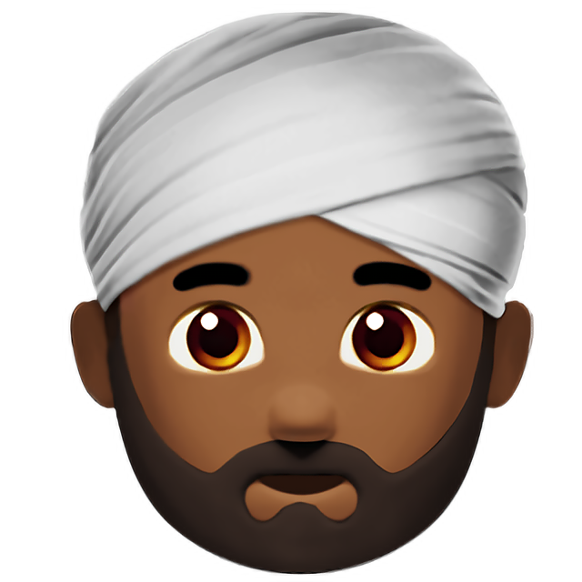 Man Wearing Turban: Medium-Dark Skin Tone