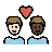 Couple With Heart: Man, Man, Light Skin Tone, Dark Skin Tone