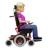 Woman In Motorized Wheelchair Facing Right: Medium-Light Skin Tone