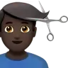 Man Getting Haircut: Dark Skin Tone Emoji 💇🏿‍♂️ image - Apple style