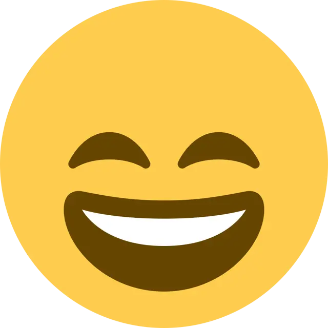 Cara sonriente con la boca abierta y los ojos sonrientes