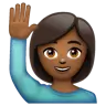 Woman Raising Hand: Medium-Dark Skin Tone Emoji 🙋🏾‍♀️ image - WhatsApp style