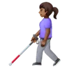 Woman With White Cane: Medium-Dark Skin Tone Emoji 👩🏾‍🦯 image - Samsung style