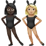 Women With Bunny Ears: Dark Skin Tone, Medium-Light Skin Tone Emoji 👩🏿‍🐰‍👩🏼 image - Apple style