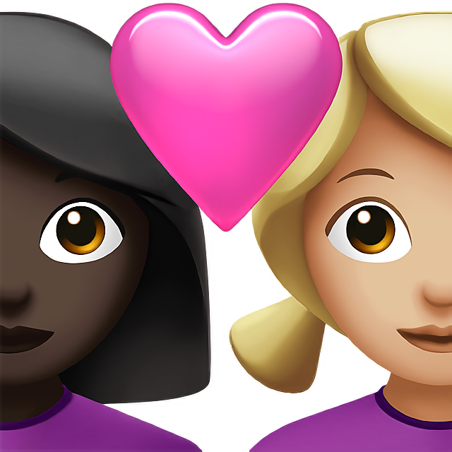 Couple With Heart: Woman, Woman, Dark Skin Tone, Medium-Light Skin Tone