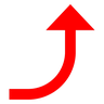 Эмодзи Стрелка, направленная вправо, затем изогнутая вверх ⤴ image - Docomo style