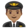 Man Pilot: Medium Skin Tone Emoji 👨🏽‍✈️ image - Google Noto Color style