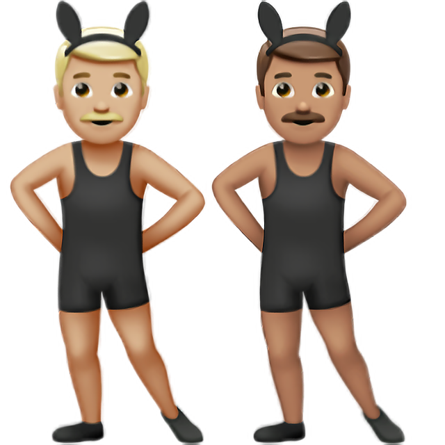 Men With Bunny Ears: Medium-Light Skin Tone, Medium Skin Tone