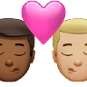 Kiss: Man, Man, Medium-Dark Skin Tone, Medium-Light Skin Tone Emoji 👨🏾‍❤️‍💋‍👨🏼 image - Apple style