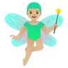 Man Fairy: Medium-Light Skin Tone Emoji 🧚🏼‍♂️ image - Google Noto Color style