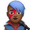 Man Singer: Medium-Dark Skin Tone Emoji 👨🏾‍🎤 image - Apple style