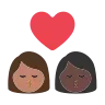 Kiss: Woman, Woman, Medium Skin Tone, Dark Skin Tone Emoji 👩🏽‍❤️‍💋‍👩🏿 image - Tossface style