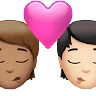 Kiss: Person, Person, Medium Skin Tone, Light Skin Tone Emoji 🧑🏽‍❤️‍💋‍🧑🏻 image - Apple style