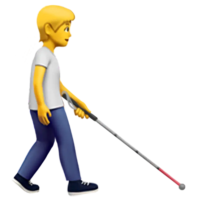 Person With White Cane Facing Right