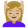 Woman Getting Massage: Medium-Light Skin Tone Emoji 💆🏼‍♀️ image - Google Noto Color style