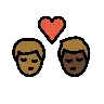 Kiss: Man, Man, Medium-Dark Skin Tone, Dark Skin Tone Emoji 👨🏾‍❤️‍💋‍👨🏿 image - OpenMoji style