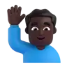 Man Raising Hand: Dark Skin Tone Emoji 🙋🏿‍♂️ image - Microsoft 3D Fluent style