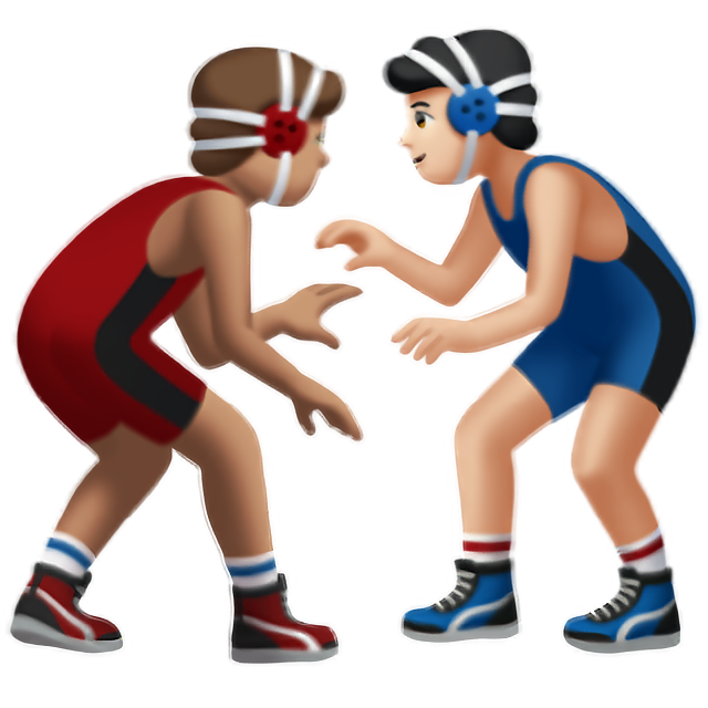 Men Wrestling: Medium Skin Tone, Light Skin Tone
