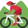 Woman Mountain Biking: Medium-Dark Skin Tone Emoji 🚵🏾‍♀️ image - Twitter / X (Twemoji) style