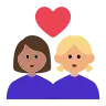 Couple With Heart: Woman, Woman, Medium Skin Tone, Medium-Light Skin Tone Emoji 👩🏽‍❤️‍👩🏼 image - Tossface style