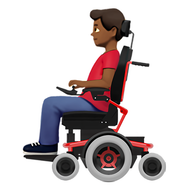 Man In Motorized Wheelchair: Medium-Dark Skin Tone