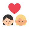 Kiss: Person, Person, Light Skin Tone, Medium-Light Skin Tone Emoji 🧑🏻‍❤️‍💋‍🧑🏼 image - Tossface style