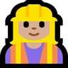 Woman Construction Worker: Medium-Light Skin Tone Emoji 👷🏼‍♀️ image - Microsoft Windows 10 Segoe UI Emoji style