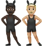 Men With Bunny Ears: Dark Skin Tone, Medium-Light Skin Tone Emoji 👨🏿‍🐰‍👨🏼 image - Apple style