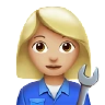 Woman Mechanic: Medium-Light Skin Tone Emoji 👩🏼‍🔧 image - Apple style