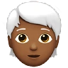 Person: Medium-Dark Skin Tone, White Hair Emoji 🧑🏾‍🦳 image - Apple style