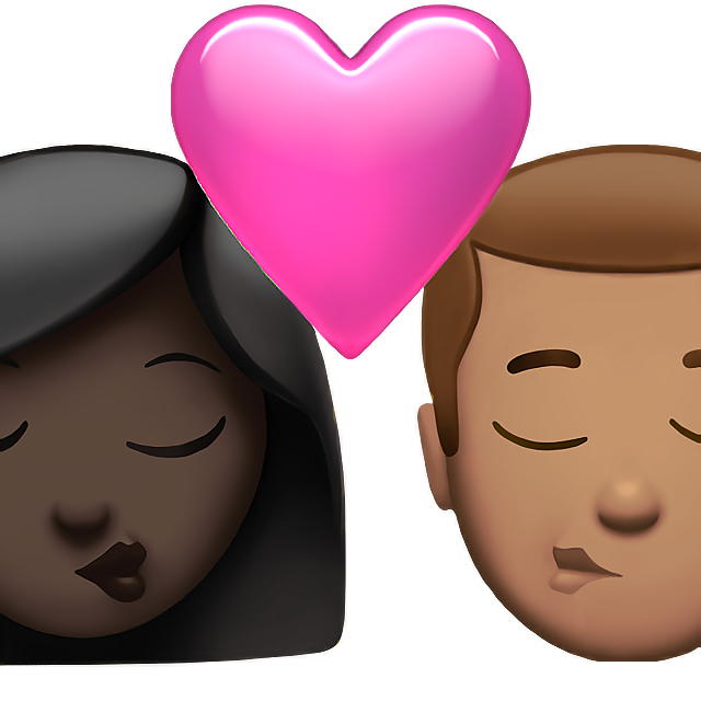 Kiss: Woman, Man, Dark Skin Tone, Medium Skin Tone