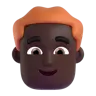 Man: Dark Skin Tone, Red Hair Emoji 👨🏿‍🦰 image - Microsoft 3D Fluent style