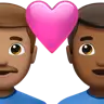 Couple With Heart: Man, Man, Medium Skin Tone, Medium-Dark Skin Tone Emoji 👨🏽‍❤️‍👨🏾 image - Apple style