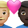 Couple With Heart: Man, Man, Medium-Light Skin Tone, Dark Skin Tone Emoji 👨🏼‍❤️‍👨🏿 image - Apple style