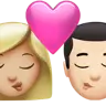 Kiss: Woman, Man, Medium-Light Skin Tone, Light Skin Tone Emoji 👩🏼‍❤️‍💋‍👨🏻 image - Apple style