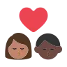 Kiss: Woman, Man, Medium Skin Tone, Dark Skin Tone Emoji 👩🏽‍❤️‍💋‍👨🏿 image - Tossface style