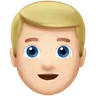 Man: Light Skin Tone, Blond Hair Emoji 👱🏻‍♂️ image - Apple style