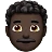 Man: Dark Skin Tone, Curly Hair