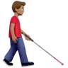 Man With White Cane Facing Right: Medium Skin Tone Emoji 👨🏽‍🦯‍➡️ image - Apple style