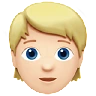 Person: Light Skin Tone, Blond Hair Emoji 👱🏻 image - Apple style
