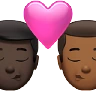Kiss: Man, Man, Dark Skin Tone, Medium-Dark Skin Tone Emoji 👨🏿‍❤️‍💋‍👨🏾 image - Apple style