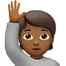 Person Raising Hand: Medium-Dark Skin Tone Emoji 🙋🏾 image - Apple style
