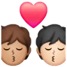 Kiss: Person, Person, Light Skin Tone, Medium Skin Tone Emoji 🧑🏻‍❤️‍💋‍🧑🏽 image - Samsung style