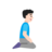 Man Kneeling Facing Right: Light Skin Tone