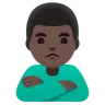 Man Pouting: Dark Skin Tone Emoji 🙎🏿‍♂️ image - Google Noto Color style