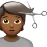 Person Getting Haircut: Medium-Dark Skin Tone Emoji 💇🏾 image - Apple style