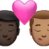 Kiss: Man, Man, Dark Skin Tone, Medium Skin Tone Emoji 👨🏿‍❤️‍💋‍👨🏽 image - Apple style