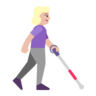 Woman With White Cane Facing Right: Medium-Light Skin Tone Emoji 👩🏼‍🦯‍➡️ image - Microsoft Classic 2D style