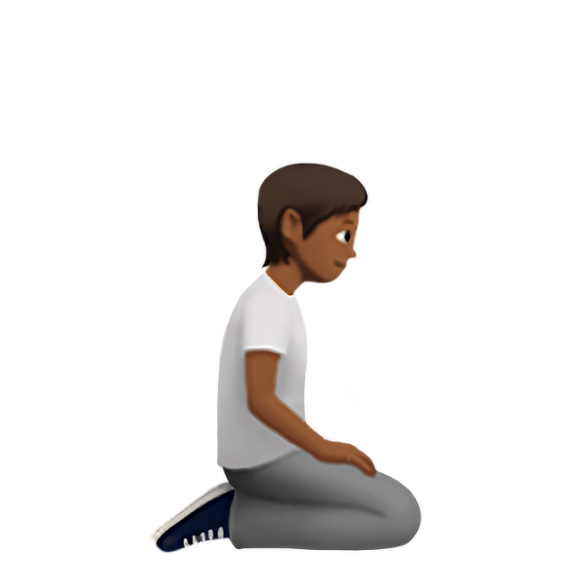 Person Kneeling Facing Right: Medium-Dark Skin Tone